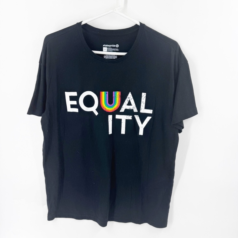 ✅‎ PRIDE EQUALITY BLACK T-SHIRT LGBTQIA RAINBOW ADULT UNISEX SIZE MEDIUM